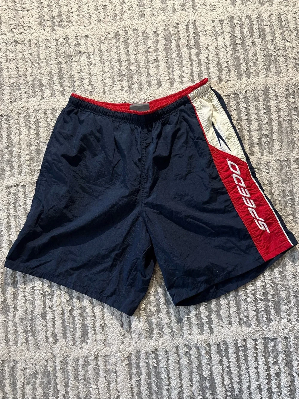 Speedo vintage blue red white swim trunks shorts size M